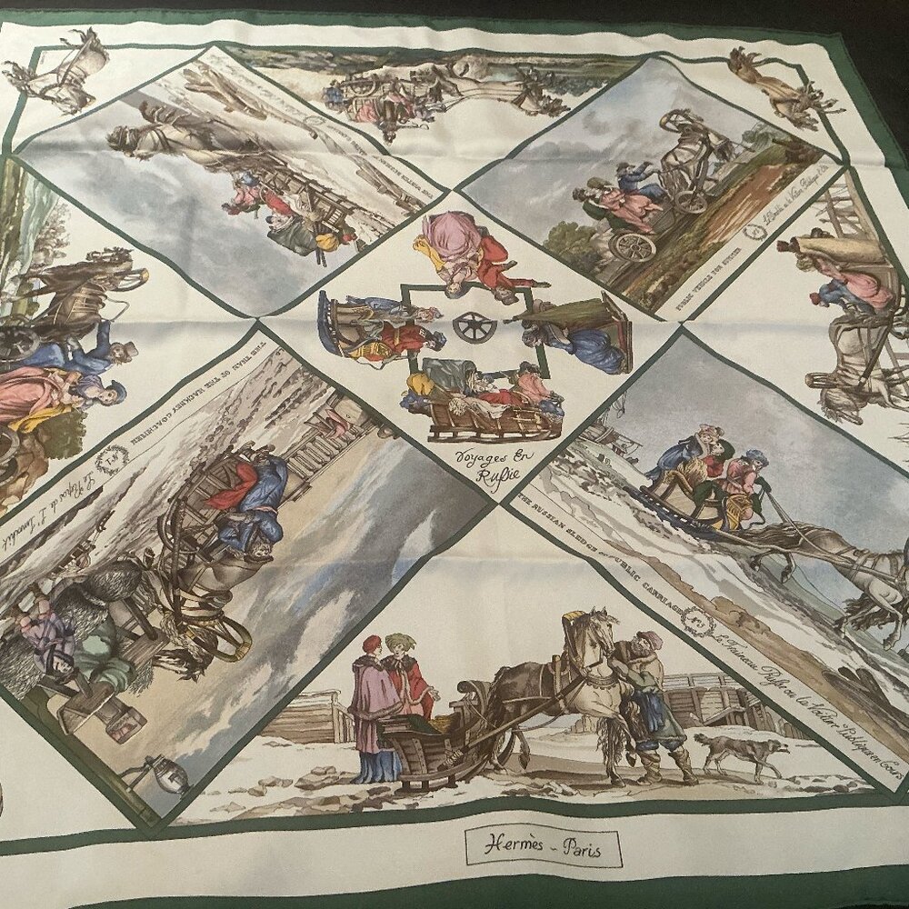 Hermes Silk Scarf "Voyages en Rossie"